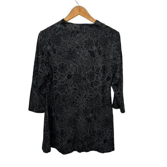 Cut Loose Tunic Top Womens Cowl Neck Textured Swing 3/4 Sleeve Gray Size Large - Picture 3 of 6